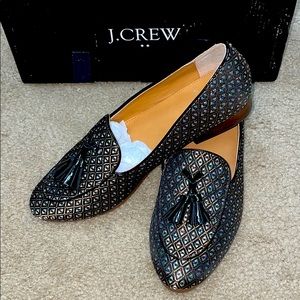 NIB J. Crew Factory Jacquard Stacked-Heel Loafers